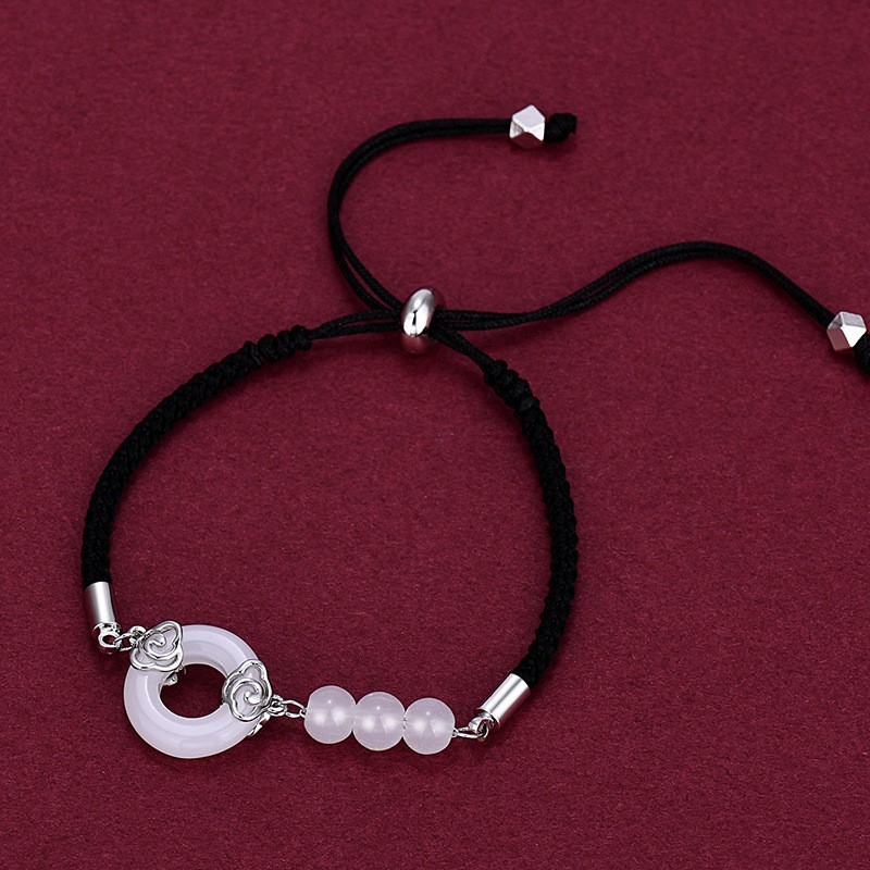 Par narukvica od Hetian jade sa sigurnosnim kopčom, elegantno ručno pletena, unisex, dar za Novu godinu