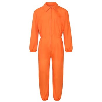 Halloween cosplay radni kombinezon, unisex, s otiskom na stražnjoj strani i naglašenim strukom, stil zatvorskog odjela