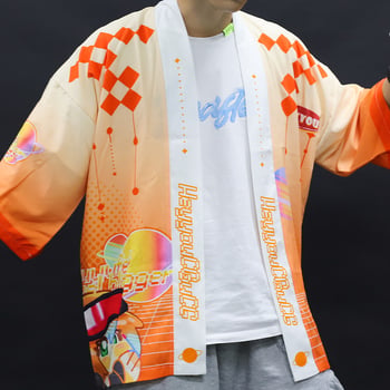 Anime otisnuta kratka majica s haori za cosplay