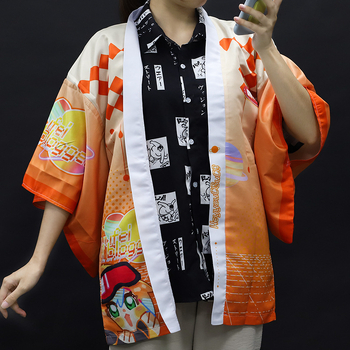 Anime otisnuta kratka majica s haori za cosplay