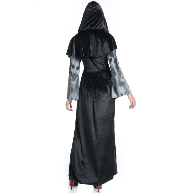Halloween kostim za odrasle, veličina M-XXL, kostim vještice s lubanjom za pozornicu