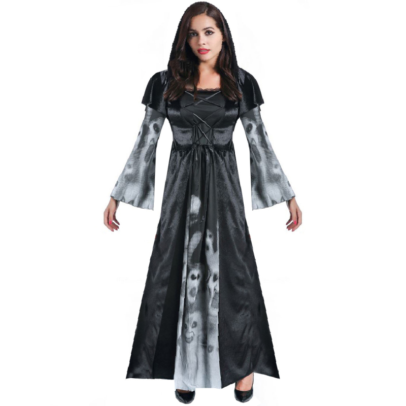 Halloween kostim za odrasle, veličina M-XXL, kostim vještice s lubanjom za pozornicu