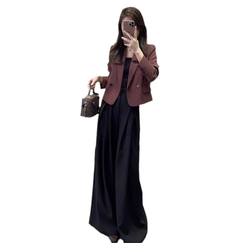Rani jesenji street style: elegantan luksuzni komplet s haljinom i hlačnim sakoom za malu figuru