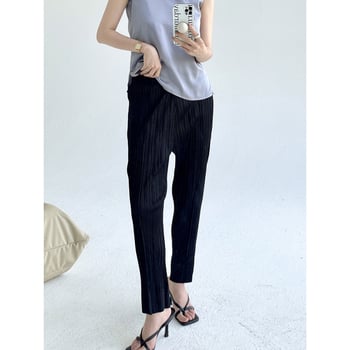 Damske plisirane casual hlače u Miyake stilu, za sve sezone, jednostavan japanski stil, elegantne i svestrane, jednobojne, uski kroj