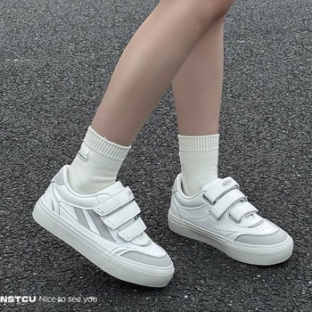 NS1022 Casual bijele tenisice za žene s Velcro zatvaračem i debelim potplatom