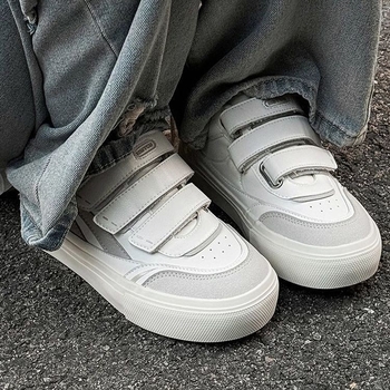 NS1022 Casual bijele tenisice za žene s Velcro zatvaračem i debelim potplatom