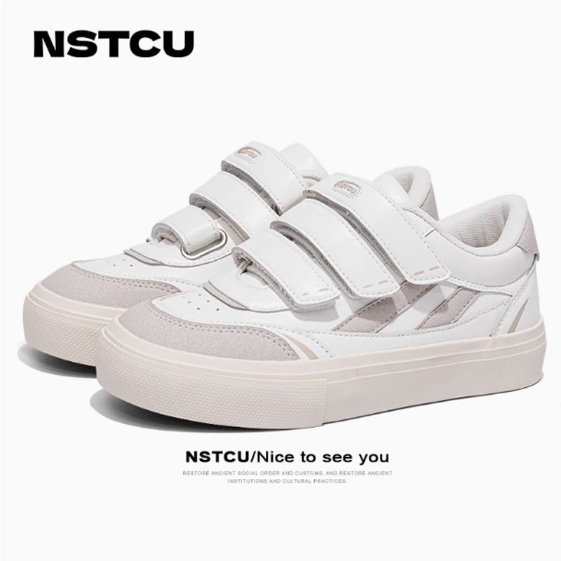 NS1022 Casual bijele tenisice za žene s Velcro zatvaračem i debelim potplatom