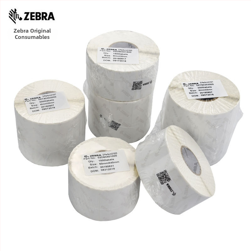 Zebra originálna etiketa na potiahnutom papieri s vysokou priľnavosťou, 2100T lepidlo, bez BPA, rolka na tlač sledovacieho čiarového kódu