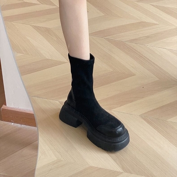 Ženske čizme Martin s debelim potplatom, retro britanski stil, jesen-zima, 3–5 cm visok široka peta, kratke čizme