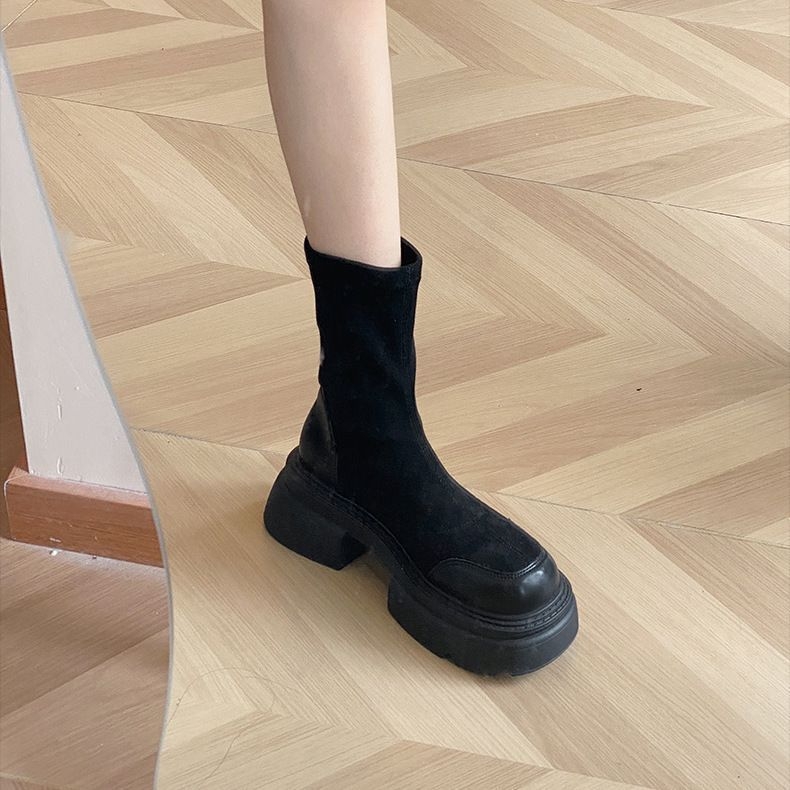 Ženske čizme Martin s debelim potplatom, retro britanski stil, jesen-zima, 3–5 cm visok široka peta, kratke čizme