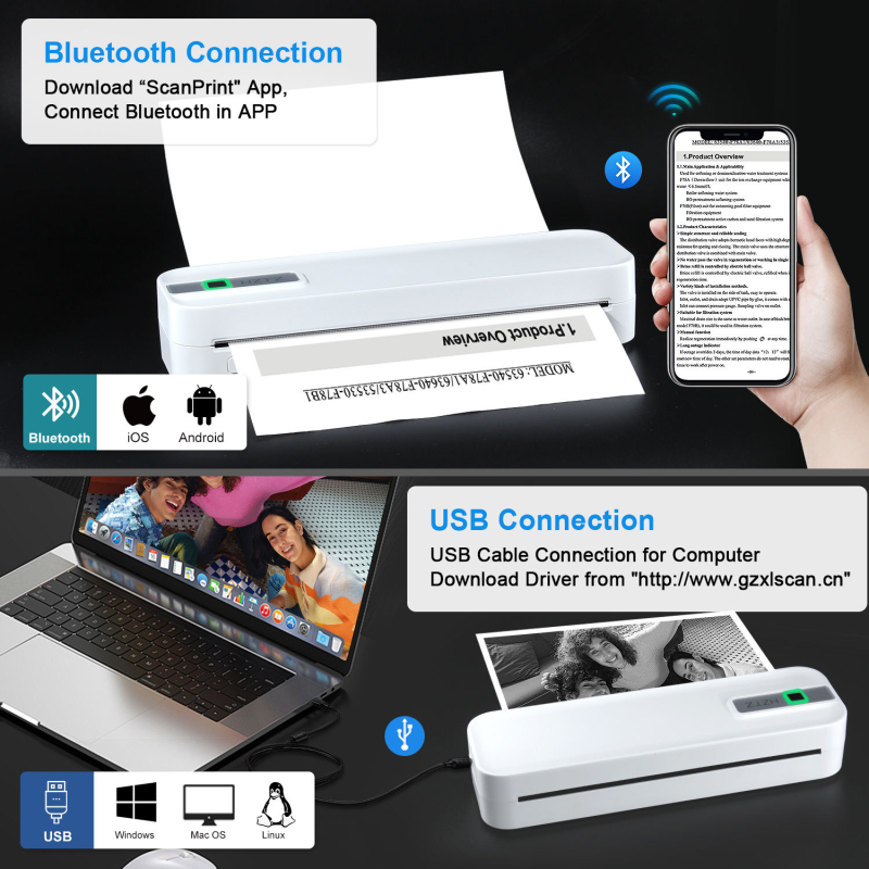 A4RJ prenosni termalni pisač za kućnu upotrebu, Bluetooth, bez tinte, pisač za tetovaže, kompatibilan s mobitelom i računalom
