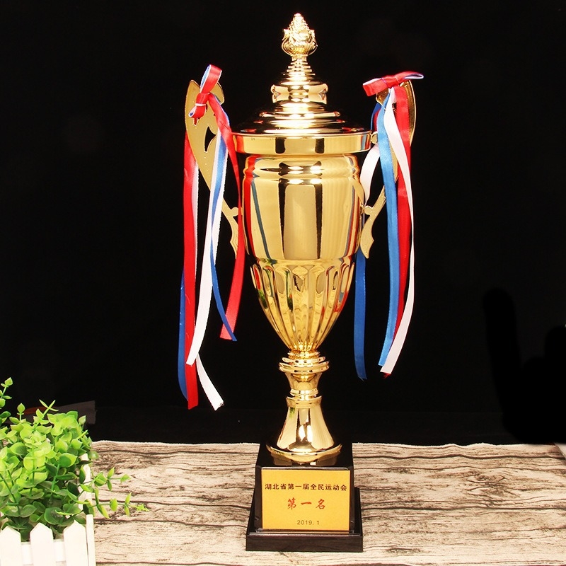 Prilagođeni metalni trofej za nogomet i košarku s izvezenim uzorkom — kreativna školska sportska nagrada za djecu