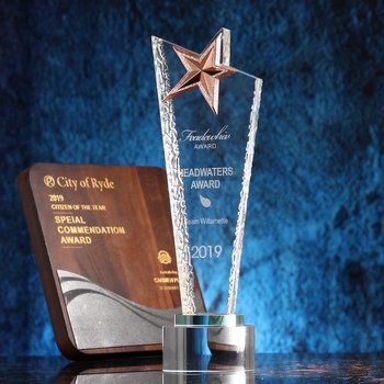 Kristalni trofej s petokrakom zvijezdom – nagrada za izuzetnog zaposlenika, s medaljama zlatom, srebrnom i brončanom za sportski događaj, kreativno graviranje za prvo do treće mjesto
