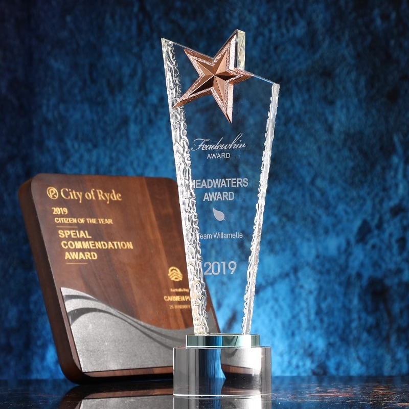 Kristalni trofej s petokrakom zvijezdom – nagrada za izuzetnog zaposlenika, s medaljama zlatom, srebrnom i brončanom za sportski događaj, kreativno graviranje za prvo do treće mjesto