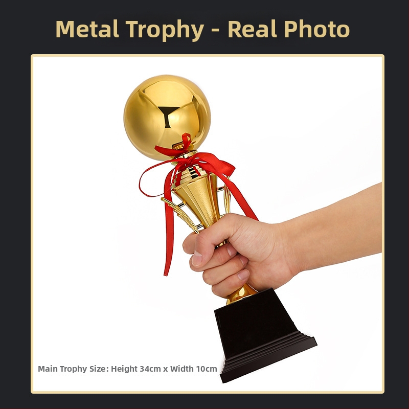Metalni trofej za nogomet i košarku, zlatna nagrada, prvo mjesto, prilagodljiv trofej s logotipom za dječji vrtić i ljetne kampove sportskih događaja