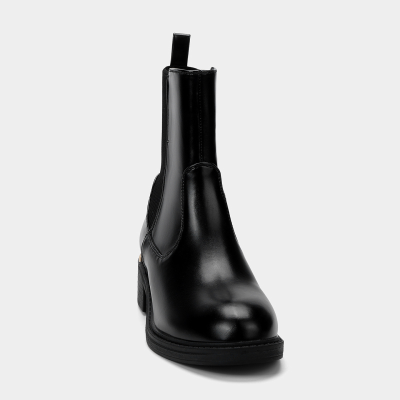 Ženske Martin čizme, srednje duljine, jesen-zima 2025, britanski stil, debeli pet 3-5 cm, gornji dio PU kože, koža podstava, gumeni potplat, slip-on