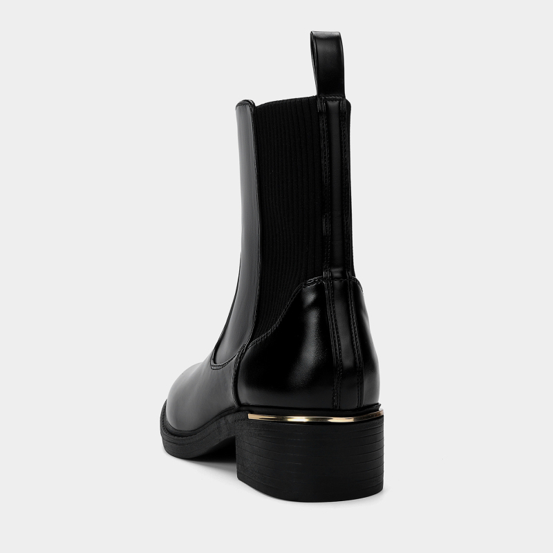 Ženske Martin čizme, srednje duljine, jesen-zima 2025, britanski stil, debeli pet 3-5 cm, gornji dio PU kože, koža podstava, gumeni potplat, slip-on