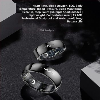 Inteligentni prsten za praćenje zdravlja s EKG-om, otkucajima srca, saturacijom kisikom, praćenjem sna, Bluetooth