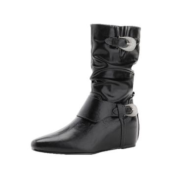 Ženske crne Martin čizme s skrivenim povećanjem visine, oštrim nosom, kratke slip-on čizme, zapadni stil