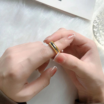 Minimalistički prsten za par od titansko-čelične legure sa 18K zlatnim premazom