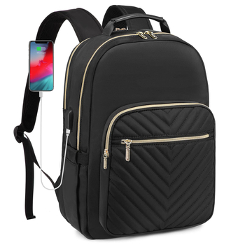 Unisex gradski ruksak za laptop s USB priključkom, kompatibilan s 15-inčnim laptopom, kapacitet pod 20 L, geometrijski uzorak, Oxford tkanina, zakrivljene naramenice, svakodnevna gradska upotreba