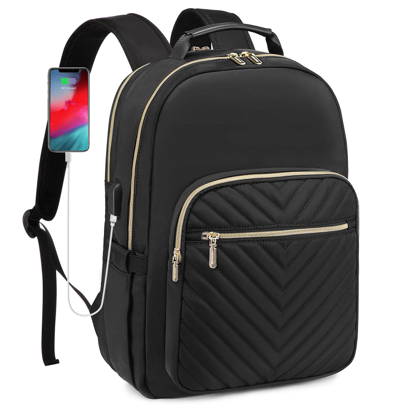 Unisex gradski ruksak za laptop s USB priključkom, kompatibilan s 15-inčnim laptopom, kapacitet pod 20 L, geometrijski uzorak, Oxford tkanina, zakrivljene naramenice, svakodnevna gradska upotreba