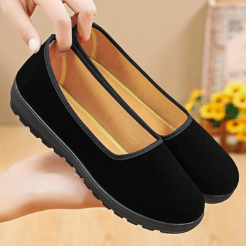 Ženske platnene cipele u stilu starog Pekinga, klasičan dizajn, slip-on, crne, lagane