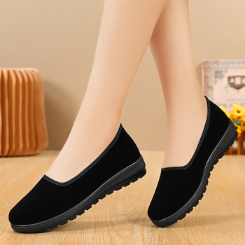 Ženske platnene cipele u stilu starog Pekinga, klasičan dizajn, slip-on, crne, lagane