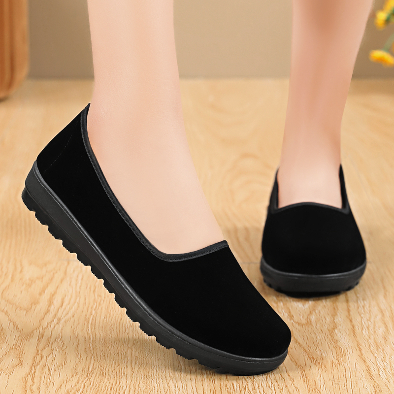 Ženske platnene cipele u stilu starog Pekinga, klasičan dizajn, slip-on, crne, lagane