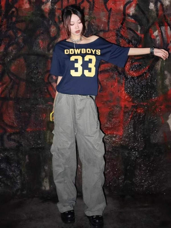Ženski pamukasti T‑shirt s kratkim rukavima, bez ramena, s otiskom, ljetni stil