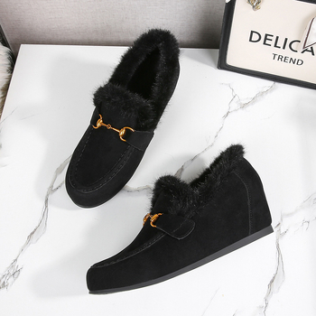 Ženske mokasine s pliš podstavom, zimske, slip-on, unutarnje povećanje visine, mali broj 3233