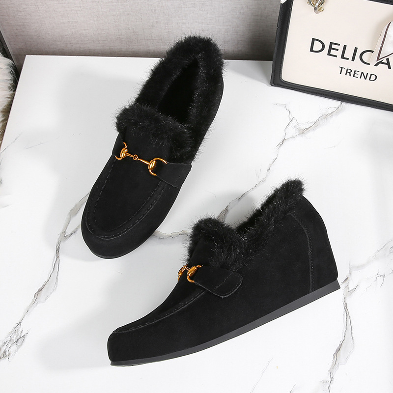 Ženske mokasine s pliš podstavom, zimske, slip-on, unutarnje povećanje visine, mali broj 3233