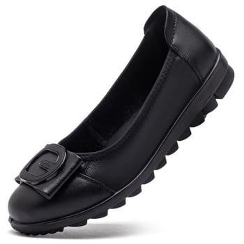 Ženske slip-on cipele od kože prvog sloja teleće kože, s mekanom PU potplatom, udobne protuklizne za jesen, za žene srednje dobi i starije.