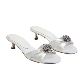 Verzija od ovčje kože — nišni francuski stil, satenske štikle s špicom, rhinestones i svjetlucavom kopčom, vilinski stil, tanak pet, za žene