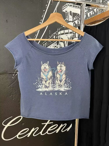 Ženski pamukasti T-shirt s otiskom dvaju aljaških haskija, BM stil, širok kroj, ljetna casual majica