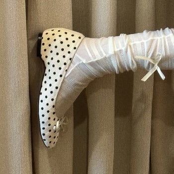 Mary Jane balerinke od ovčje kože s unutarnjim podizanjem, slip-on, mašna od prave kože