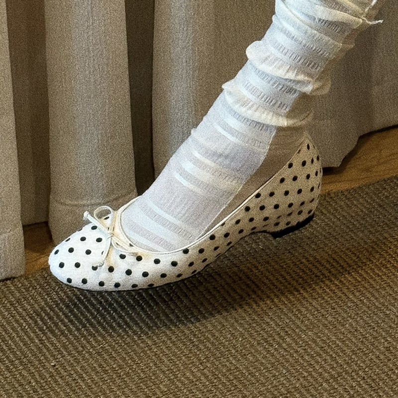 Mary Jane balerinke od ovčje kože s unutarnjim podizanjem, slip-on, mašna od prave kože