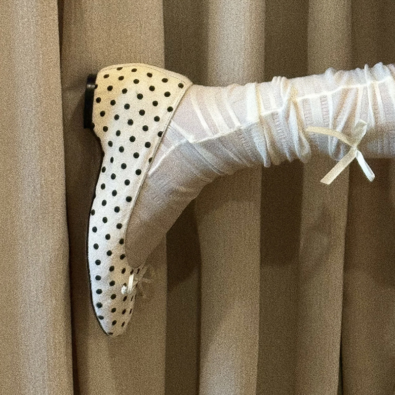 Mary Jane balerinke od ovčje kože s unutarnjim podizanjem, slip-on, mašna od prave kože