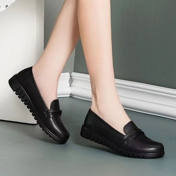 Ženske udobne slip-on cipele s ravnim potplatom, PU koža, protivklizne, casual jednobojne