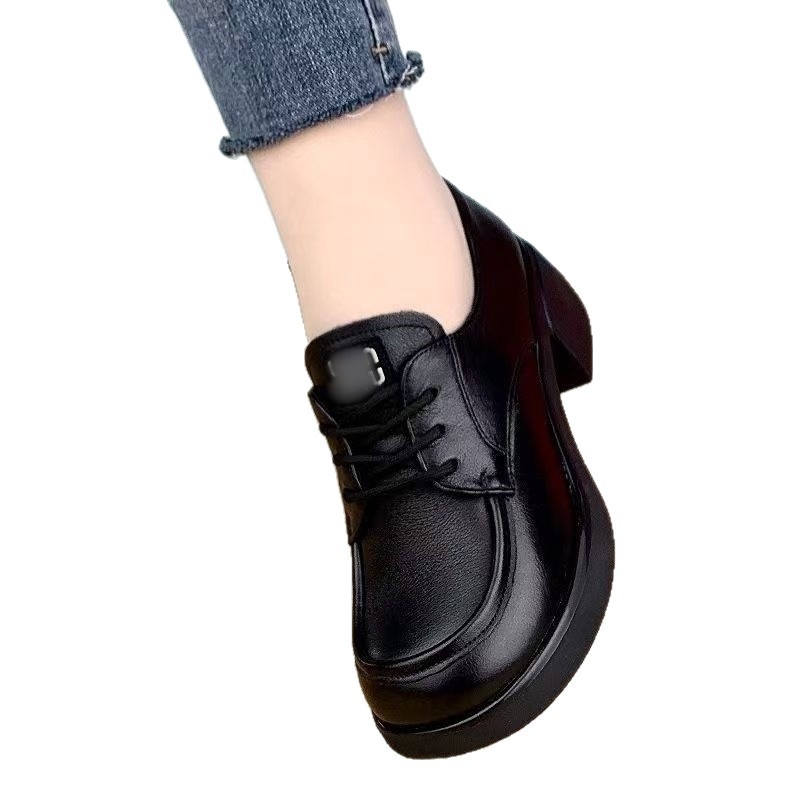 Ženske loaferice od PU kože s debelim petom, jesenji britanski stil, vezice, svakodnevne casual cipele
