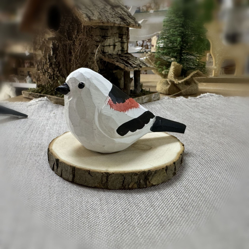 Ručno izrezbarena drvena vrabac – stolna ukrasna figurica, ručno oslikan DIY poklon, Xinrun Premium