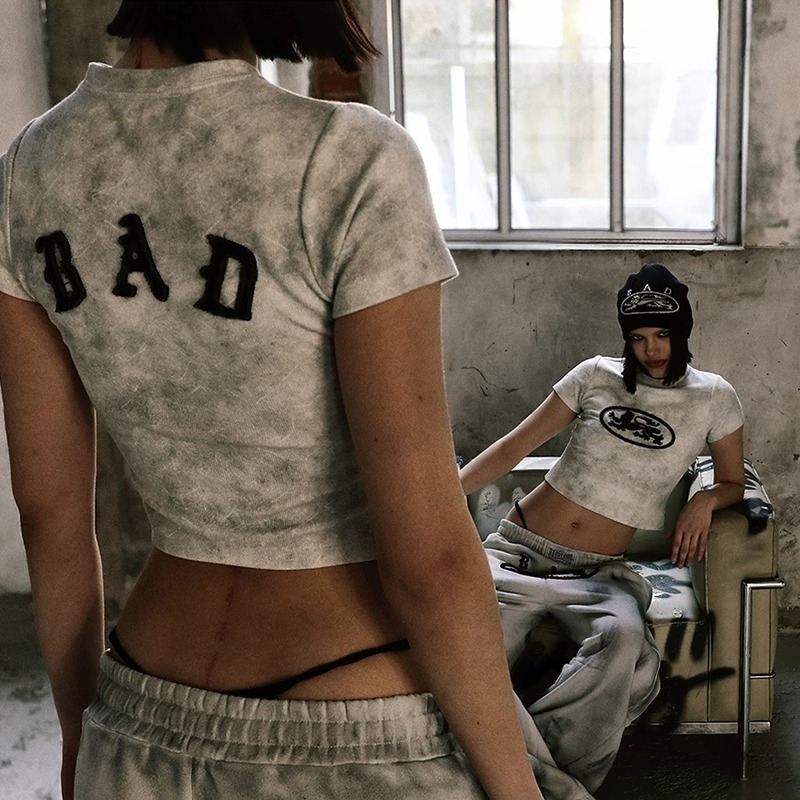 BadBlood BCAC serija ženski kratki T-shirt u američkom stilu, ljeto, vintidž efekt, okrugli izrez