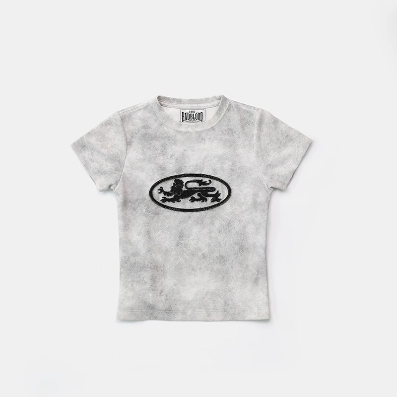 BadBlood BCAC serija ženski kratki T-shirt u američkom stilu, ljeto, vintidž efekt, okrugli izrez