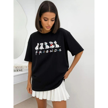 Ženska oversize majica od 100% pamuka, kratki rukav, okrugli izrez, print Dalmatinac, svakodnevni top