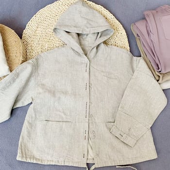 Ženski kapuljača top za zaštitu od sunca s cvjetnom izvezenom, retro casual stil, dugi rukav, tkanina od konoplje i lana