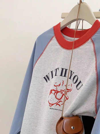 Ženski pamukasti T‑shirt s blokovima boja i raglan rukavima, dugi rukav, udoban kroj, top za osnovni sloj, jesen 2025