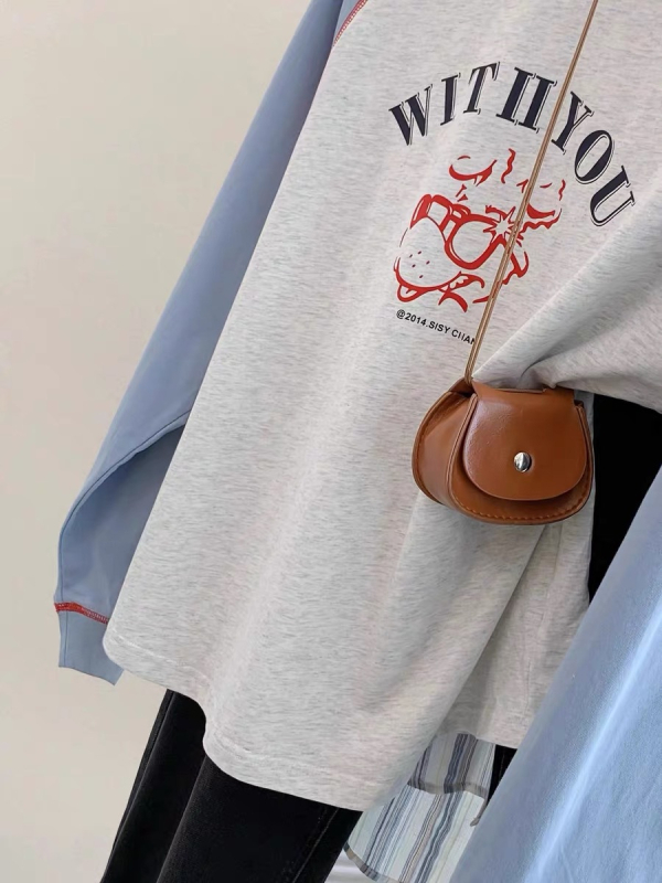 Ženski pamukasti T‑shirt s blokovima boja i raglan rukavima, dugi rukav, udoban kroj, top za osnovni sloj, jesen 2025