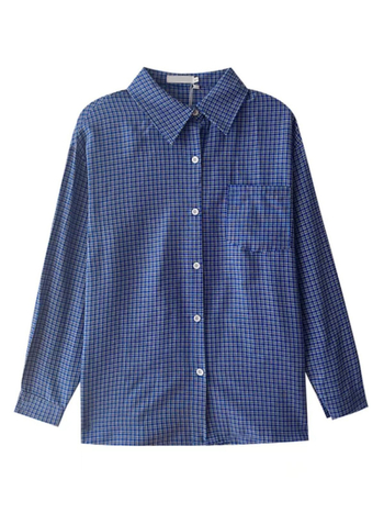 Ženska plavo-karirana košulja, ležerni kroj, američki retro stil, zaštita od sunca, korejski stil
