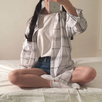 Ženska karirana košulja s reverom, dugi rukavi, cardigan stil, jesenji ležerni top