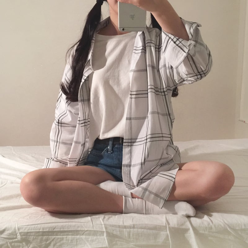 Ženska karirana košulja s reverom, dugi rukavi, cardigan stil, jesenji ležerni top